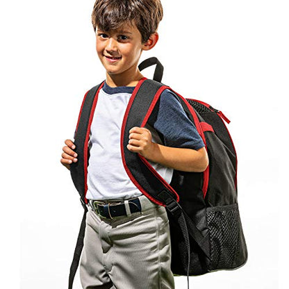 Franklin Sports Kids MLB Baseball Batpack Bag - Youth Baseball, Softball + Teeball Backpack - Sports Equipment Bag for Kids + Toddlers - Holds (2) Teeball + Baseball Bats + Includes Fence Hook - color: Black/Red