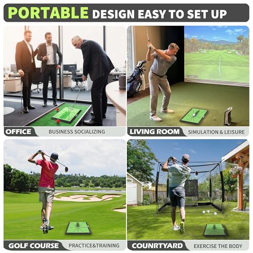 Golf Hitting Mat, Swing Path Feedback Golf Training Mat, 16"x12" Extra Replaceable Practice Mat, Indoor Outdoor Golf Swing Detection Mat, Ideal Golf Gifts for Men & Women Home Backyard Use