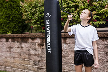 Silverback Height Adjustable In-Ground Basketball Hoop with Tempered Glass Backboard, Pro-Style Breakaway Rim & Backboard Pad