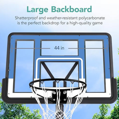 Best Choice Products 10ft Regulation Basketball Hoop, Height Adjustable Outdoor Goal w/Shock Absorbent Rim, Base Gel, 2 Wheels - style: Blue/White