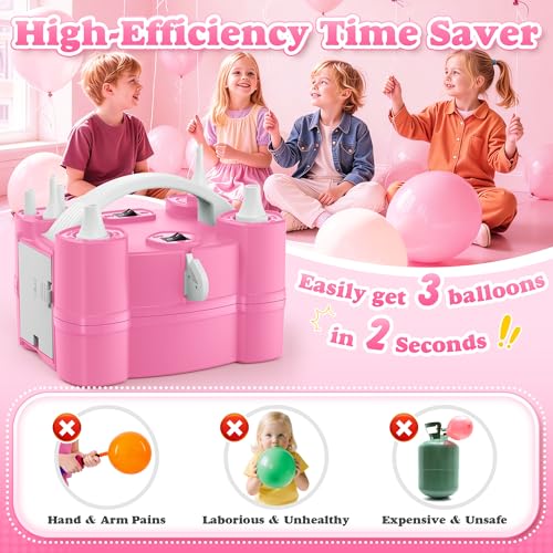 LooLaa Balloon Pump 4-in-1 Electric Balloon Inflator with Triple Inflating Ports for All Balloons Air Filler Machine for Sports Balls Inflator Deflator for Inflatables
