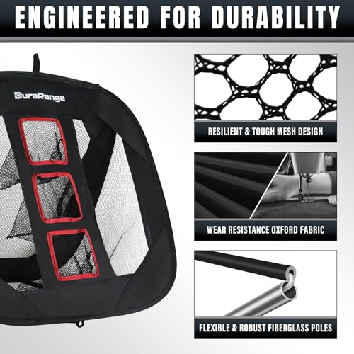 DURARANGE Pop-Up Golf Chipping Net - Ultimate Target Training Chip Aids for Precision & Distance, Outdoor | Indoor Practice, Golfer Gift - color: Only 1 Black Net