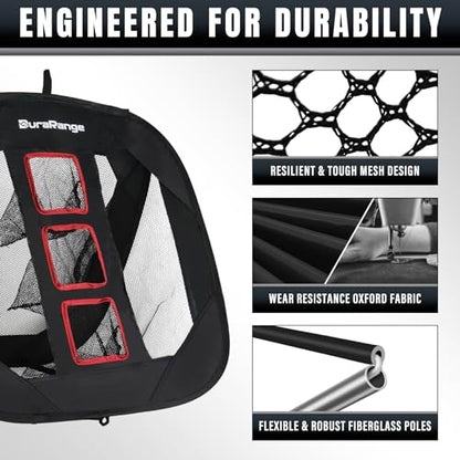 DURARANGE Pop-Up Golf Chipping Net - Ultimate Target Training Chip Aids for Precision & Distance, Outdoor | Indoor Practice, Golfer Gift - color: Only 1 Black Net