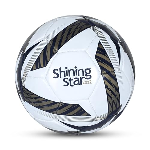 NIVIA Shining Star - 2022 Football/Rubberized Stitched Football/32 Panels/International Match Ball/Size - 5 (Black & White)