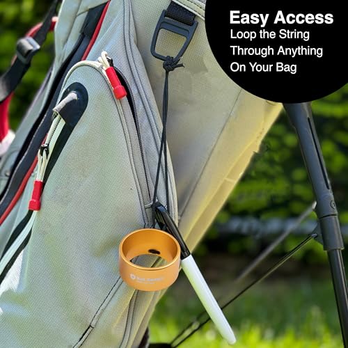 Ball Badge Aim Stripe - 360 Degree Golf Ball Line Marker Kit with Golf Bag Attachment for Perfect Alignment and Precision Putting - color: Gold