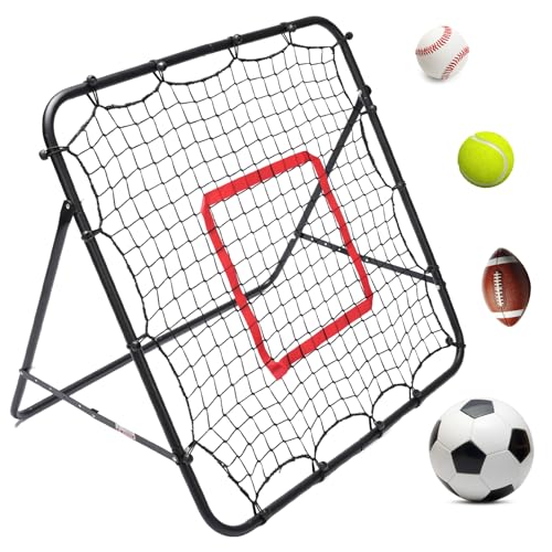 Foldable 3.3 * 3.3FT Soccer Rebounder Net, Adjustable Angle Football/Baseball/Volleyball Rbounder Net,Multi-Sport Trainer for Kids Teen Adult - Training Control, Passing Practice for Indoor Outdoor