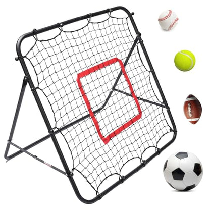 Foldable 3.3 * 3.3FT Soccer Rebounder Net, Adjustable Angle Football/Baseball/Volleyball Rbounder Net,Multi-Sport Trainer for Kids Teen Adult - Training Control, Passing Practice for Indoor Outdoor