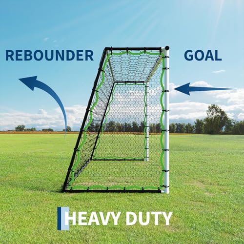 3-in-1 Soccer Rebounder Net & Goal, Dual-Function Football Trainer (7x5ft/12x6ft), Fast Rebound Net, Heavy-Duty Steel Frame, Perfect for Backyard, Field, All Ages & Skill Levels