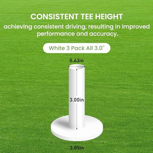 FINGER TEN Golf Rubber Tees Driving Range Value 3/4 Pack, Mixed or Same Size 1.5’’ 2.25’’ 2.75’’ 3’’ for Durable Practice Mat Holds Ball Well