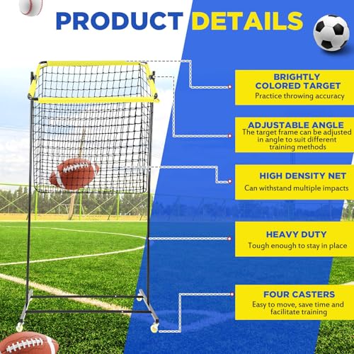 Liliful Football Throwing Net Quarterback Target Nets Football Training Equipment Portable Outdoor Accuracy Trainer Target Practice Aids for Youth Adults