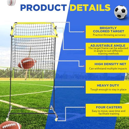 Liliful Football Throwing Net Quarterback Target Nets Football Training Equipment Portable Outdoor Accuracy Trainer Target Practice Aids for Youth Adults