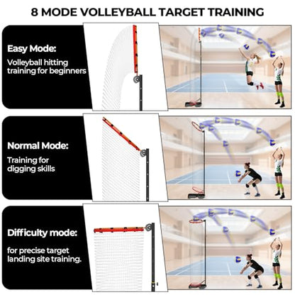 Volleyball Setter Trainer Net Setting Training Equipment，with Mobile Pulleys, Adjustable Height/Angle,Can Be Filled with Water，Indoor and Outdoor Volleyball Serve, Dunk and Set Practice Net