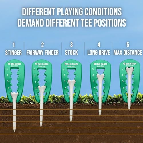 Adjustable Golf Tee Height Tool (5-Level Precision) – Universal Fit for Wooden & Plastic Tees, Consistent Tee Height Setter for Drivers, Fairway Woods & Irons, Durable Aluminum Golf Swing Training Aid - color: Green