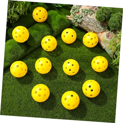 Garneck 24pcs Golf Practice Ball Practice Golf Color Ball Indoor Bulk Airflow Hollow Beginner Use Putting Trainer Training Plastic Yellow