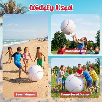 Shindel Inflatable Baseball 27-inch, Giant Inflatable Ball for Baseball Themed Party Decorations & Birthday Decor, Pool Beach Ball Toys for Kids - style: Pool Baseball Toy