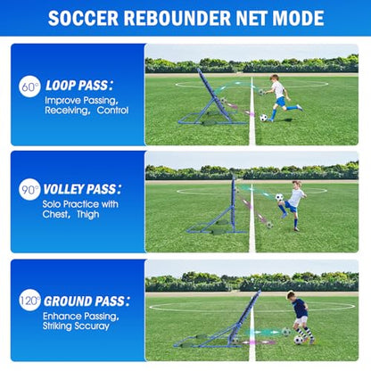 Soccer Baseball Rebounder Net, Soccer Goal Net, Volleyball Softball Rebound Pitchback Net Quick-Switch Angle Training for Control, Passing Practice, Bounce Back Rebounder Goals Gifts Trainer Equipment - size: 5FTx4FT