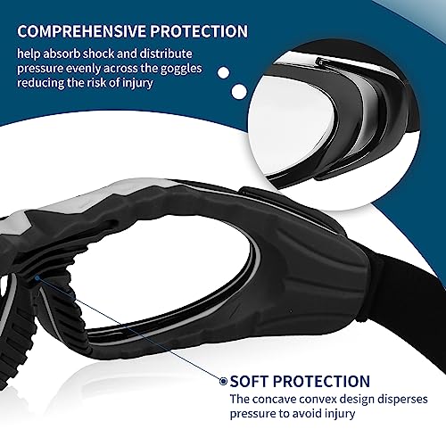 SooGree Sport Glasses for Men Women Basketball Football Sport Goggles Anti Fog Shock Collision Wearable Glasses - color: Black Frame Black Nose Pad