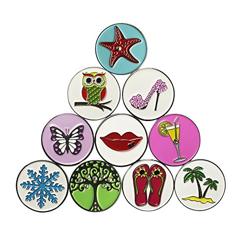 Lot of 10 Golf Ball Markers Assorted Patterns - Soft Enamel Technique - color: Combination Four(10 different)