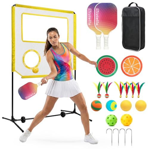 Indoor Paddle Game with Net, Portable Pickleball Set with Net for Family or Solo Fun, All in One Outdoor Sports - Badminton, Pingpong, Tennis for Lawn, Backyard, Camping, Beach