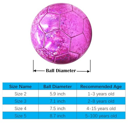 ABAJI Soccer Ball Size 3 4 5 Shiny Pattern Soft Leather Practice Training Gift Soccerball for Boys Girls Come with Pump Needle - color: Purple, style: Size 4