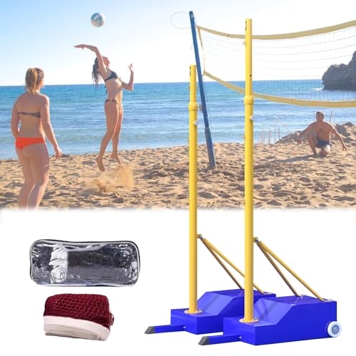 Volleyball Poles,with Volleyball Nets/Badminton Net,Badminton Nets Pole for Backyard with Adjustable Height,Portable Volleybal Net Training Stands,for Adults Kids Stadium