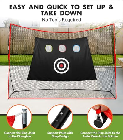 Golf Net: 10x7ft Heavy Duty Golf Practice Net for Indoor/Outdoor Training, Portable Golf Hitting Net with Carry Bag, Ideal Golf Training Aid for Golfers Backyard Driving Chipping Swing (Standard) - style: 10x7ft pro