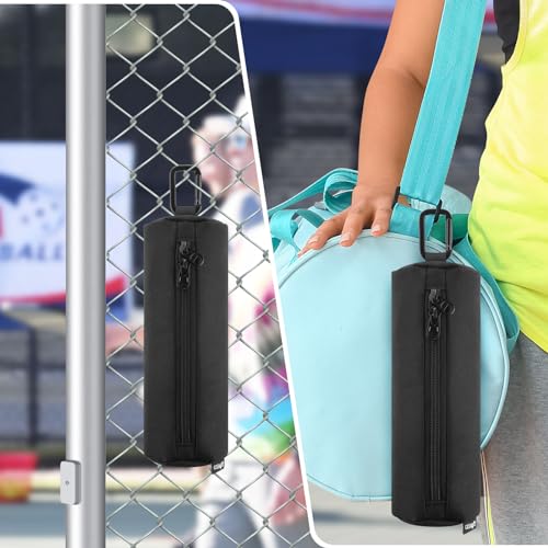 Cosmos Pickleball Ball Holder, Portable Carrying Storage Bag with Hook, Travel Accessory Pouch Holds 3 Pickleball Balls - color: Black