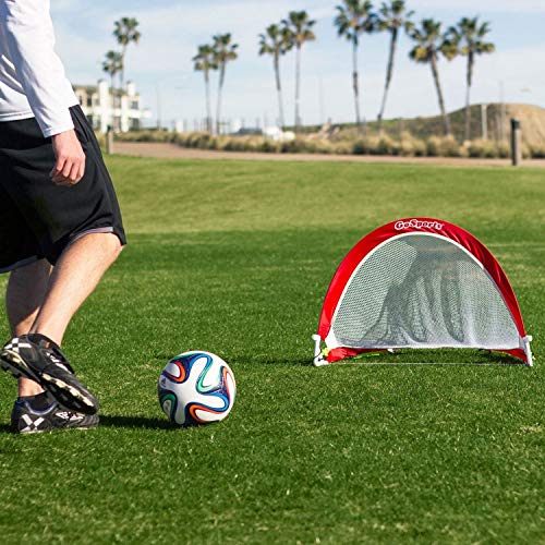 GoSports Portable Pop-Up Soccer Goals for Backyard - Kids & Adults - Set of Two Nets with Agility Training Cones and Carrying Case - size: 2.5 ft Round