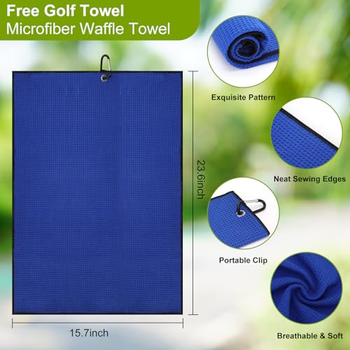 2 Pack Pro Golf Club Cleaner Brush with Microfiber Golf Towel, 7.5 Inch Golf Club Brush with Squeeze Bottle for 4 Ounces of Water Men's Golf Accessory Golf Cleaning Brush Best Gift for Men