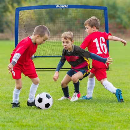 6x4 ft Kids Soccer Goals for Backyard Set of 2- Portable Pop Up Soccer Net for Backyard for Kids Toddler Youth, Soccer Training Equipment+ Soccer Goal Target, Ball and Cones, Outdoor Soccer Game