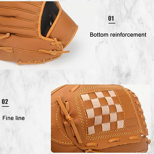 Baseball Glove Right Hand Throwing Baseball Gloves Baseball Catching and Pitching Training Tools for Baseball Beginner Youth (Gray : Brown, Size : 12.5 inches) - size: 12.5"
