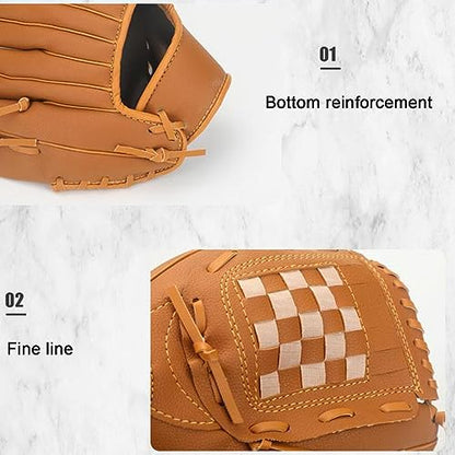 Baseball Glove Right Hand Throwing Baseball Gloves Baseball Catching and Pitching Training Tools for Baseball Beginner Youth (Gray : Brown, Size : 12.5 inches) - size: 12.5"
