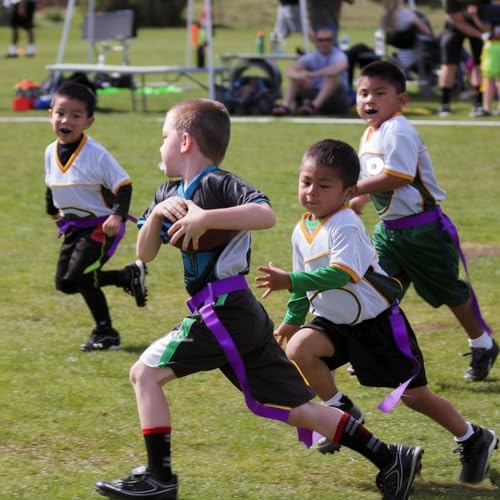 Peryiter 2/12/24/36 Player Flag Football Belt, Adjustable Football Belts and Flags for Kids Youth Adult Sport Team Training - color: Purple