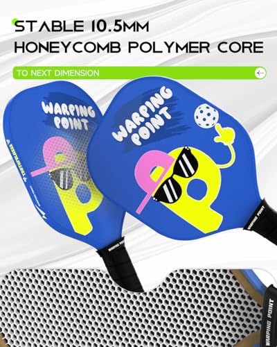 Warping Point Junior Pickleball Paddle – T700 Carbon Fiber Face, Lightweight Polymer Core, Designed for Kids 12 & Under and Teens 13+, Youth-Friendly Grip and Balanced Control - size: 10.5mm