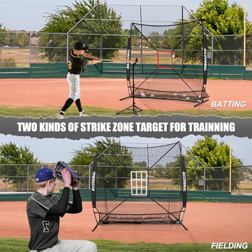 BaseGoal 6'×6' Baseball Softball Practice Net,Baseball Backstop,for Hitting Pitching Batting Catching with Bow Frame,Bonus Strike Zone,Target