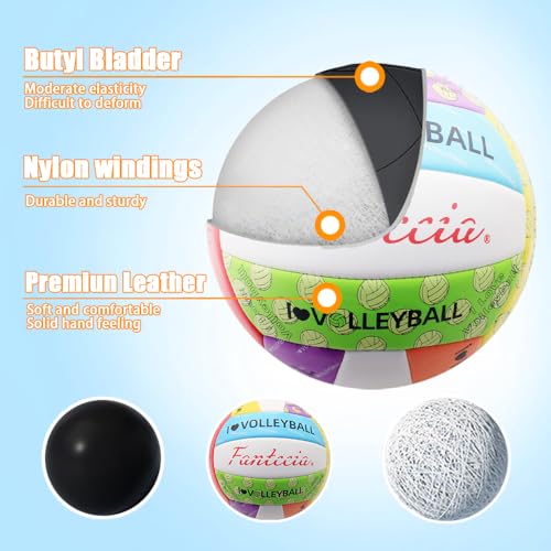Size 5 Volleyball with Pump, Waterproof Solf Beach Volleyball for Indoor Outdoor Match Games