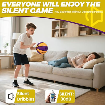 Upgraded Weighted Silent Basketball, High-Density Quiet Indoor Training Ball with Gift Box, Real Bounce Soft Material, Ideal for Home & Apartment Dribbling Practice