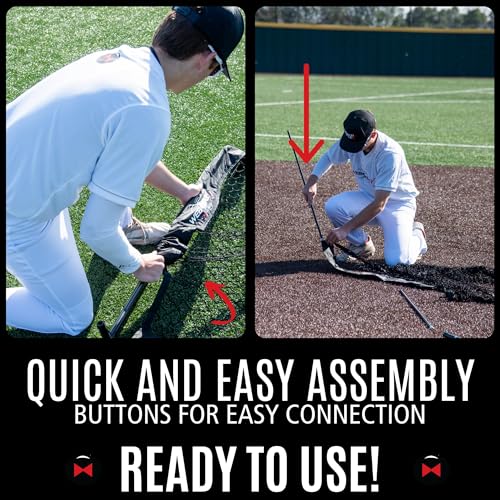 Web Flex® Spider Series 7x7 Sock Net & Adjustable Batting Tee Bundle, Portable Baseball Softball Training Set for All Ages, Durable Practice Net + Height-Adjustable Tee with Carry Bag