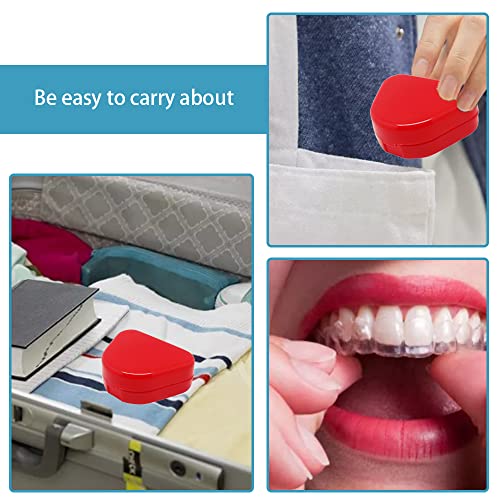 TAORANJU Retainer Case with Vent Holes, 2 Pcs Denture Cases Orthodontic Mouth Guard Case Dental Retainer Holder Braces Storage Boxes for Dentures and Braces (Red, Blue)