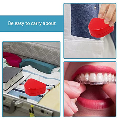 TAORANJU Retainer Case with Vent Holes, 2 Pcs Denture Cases Orthodontic Mouth Guard Case Dental Retainer Holder Braces Storage Boxes for Dentures and Braces (Red, Blue)