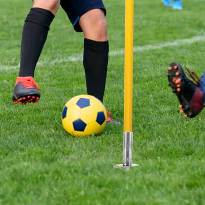 Soccer Corner Flag Spring Base with Ground Spike Portable Football Agility Training Equipment Flagpole Holder for Field Marking and Training Games