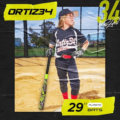 Ortiz34 Bat & Ball Set - Graffiti Plastic Bat & Ball Homerun Set- David Ortiz Backyard Baseball Set for Youth, Kids, Teenagers, Adults (Bat & Ball Set, Blue)