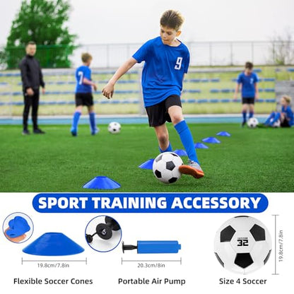 HAFHAF Soccer Goals, 4x3 ft Portable Kid Soccer Goals for Backyard with Ball, Ladder, and Cones Pop Up Soccer Net Soccer Set for Kids Age Youth and Toddler Games, Sports Outdoor Indoor