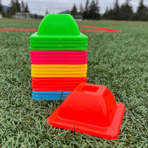 LVL10 Pro Training Cones - 2" Mini Soccer Cones for Sports Training - for Basketball, Football, Basketball and Agility Drills - Soccer Field Markers That Won't Crack, Slide or Fly - color: Multi-Color, style: 50 Pack