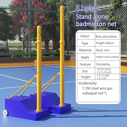Volleyball net Steel Volleyball/Badminton Fillable Stand with Wheels Indoor & Outdoor Use Family Outdoor Games (One Color Style2)