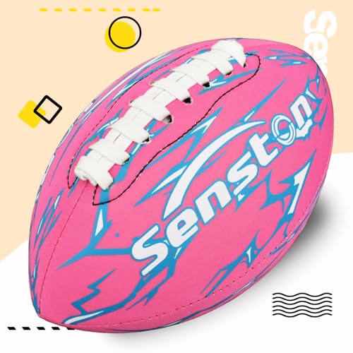 Senston Waterproof Durable Football for Pool 9.25 Inch Pool Football for Swimming Neoprene American Footballs - color: Pink
