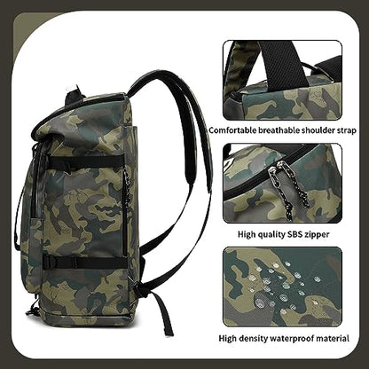 Floral gym duffel bag backpack, fashion wrestling bag,with shoe compartment, 4 kinds of back method waterproof travel sports walking laptop Lightweight (A-Camouflage) - color: A-Camouflage