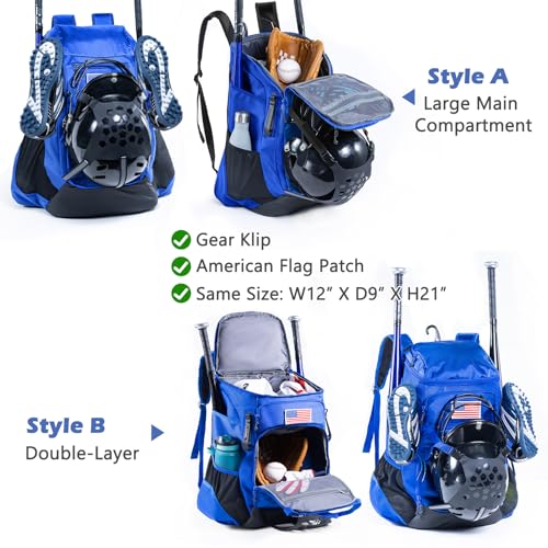 | Baseball Bag Softball Bat Bag, Double-layer Baseball Backpack Adult with Gear Klip To Hold Baseball Glove, Baseball Essential Gear, Youth Baseball Bag for Boys, Girls, Baseball Accessories