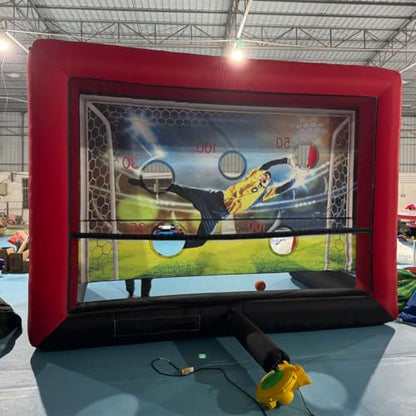 Inflatable Soccer Target Goal Kick Shooting Game Shootout Soccer Toss Game Inflatable Football Gate 13x10x10FT with Blower for Parties, Backyard, School, Team Events