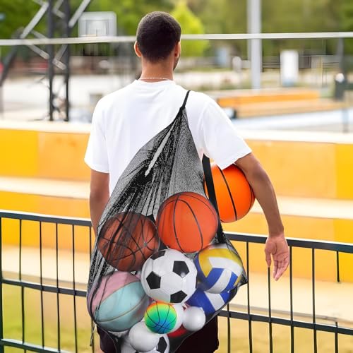 cobee 6 Pack Extra Large Sports Ball Bags, 30" x 40" Mesh Drawstring Backpack with Adjustable Shoulder Strap Training Ball Bag for Basketball Soccer Football Volleyball Gym Equipment Accessories